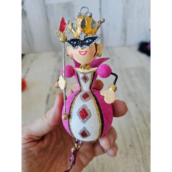 Pier 1 Queen jointed glitter metal valentine ornament vintage Xmas tree wand pin - Picture 7 of 10